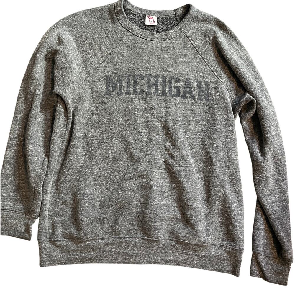 Michigan pull over  crew sweatshirt  grey size med
